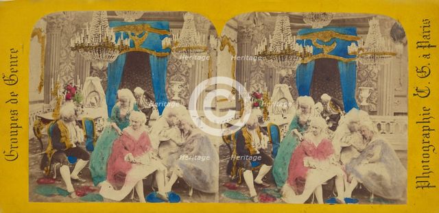 Groupes de Genre: people in costumes, 1860s. Creator: Charles Gerard.