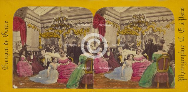 Groupes de Genre: people in costumes, 1860s. Creator: Charles Gerard.