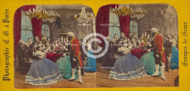 Groupes de Genre: people in costumes, 1860s. Creator: Charles Gerard.