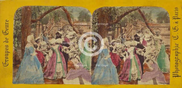 Groupes de Genre: people in costumes, 1860s. Creator: Charles Gerard.