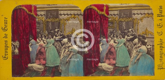 Groupes de Genre: people in costumes, 1860s. Creator: Charles Gerard.