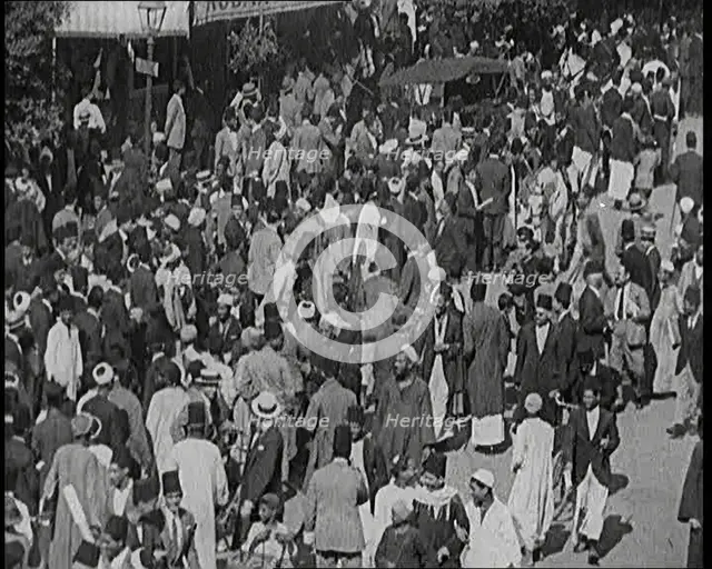 Groups of Egyptian Students Walk Along an Egyptian Street, 1924. Creator: British Pathe Ltd.