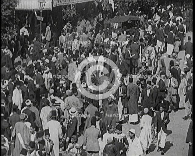 Groups of Egyptian Students Walk Along an Egyptian Street, 1924. Creator: British Pathe Ltd.