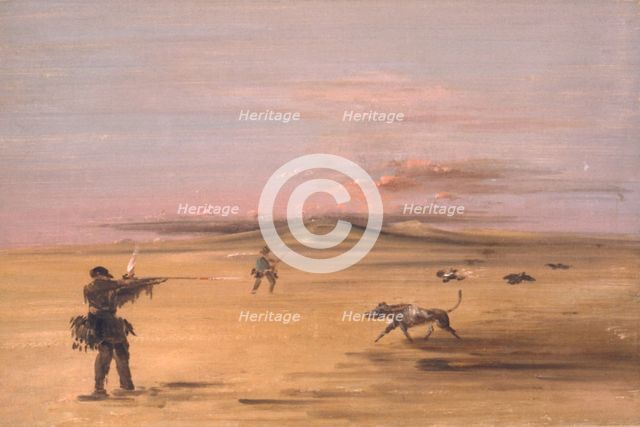 Grouse Shooting on the Missouri Prairies, 1837-1839. Creator: George Catlin.