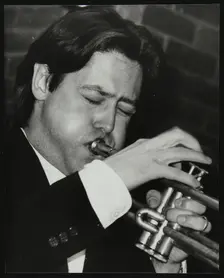 Guy Barker playing the trumpet at The Fairway, Welwyn Garden City, Hertfordshire, 3 November 1991. Creator: Denis Williams