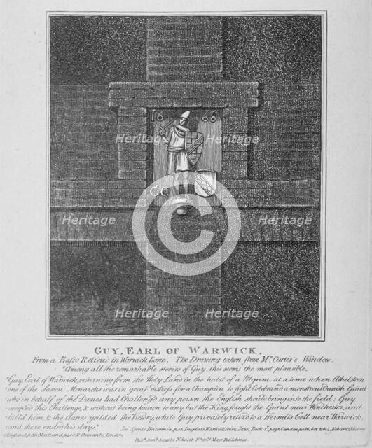 Guy, Earl of Warwick, relief in Warwick Lane at the corner of Newgate Street, City of London, 1791. Artist: Anon