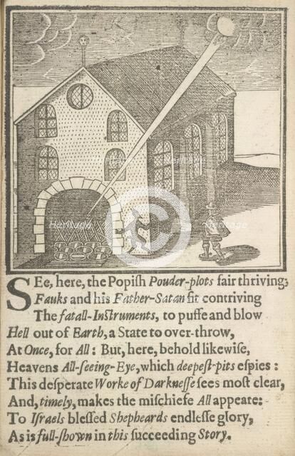 Guy Fawkes and Satan outside the Houses of Parliament, 1617.  Creator: Unknown.