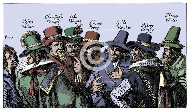 Guy Fawkes and the Gunpowder Plotters, 1605. Artist: Unknown