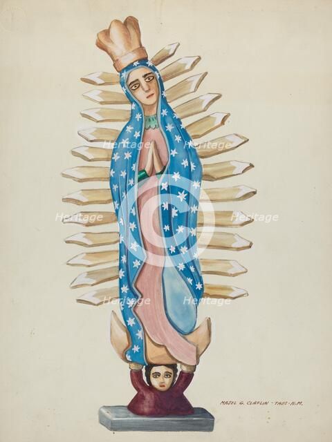 Guadalupe Wood Santo or Bulto, c. 1937. Creator: Majel G. Claflin.