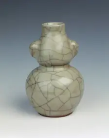 Guan-type celadon miniature double gourd vase, Yuan dynasty, China, 14th century. Creator: Unknown