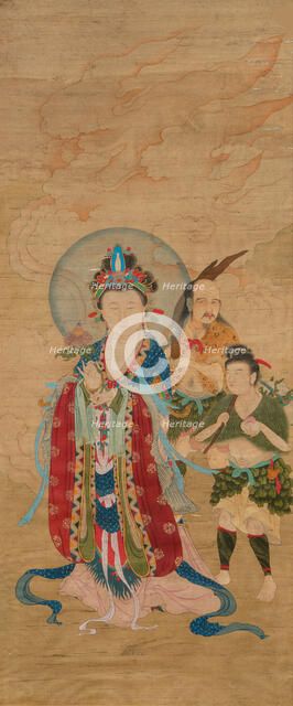 Guanyin with two accompanying figures. Creator: Chinese Master.
