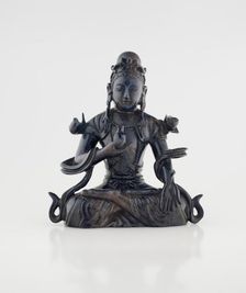 Guanyin with wood base, 1644-1912. Creator: Unknown