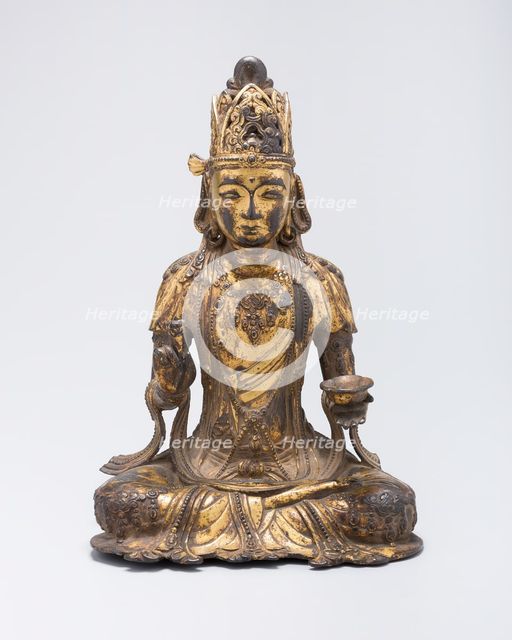 Guanyin (Avalokiteshvara) Holding Lotus-Form Cup, Yuan dynasty (1279-1368), 14th century. Creator: Unknown.