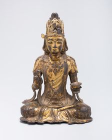 Guanyin (Avalokiteshvara) Holding Lotus-Form Cup, Yuan dynasty (1279-1368), 14th century. Creator: Unknown