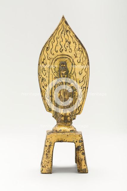 Guanyin (Avalokiteshvara) Standing before Flaming Aureole and Holding a Water..., mid-5th cent. Creator: Unknown.