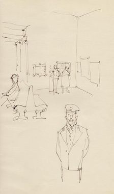 Guard in an art gallery, c1950. Creator: Shirley Markham