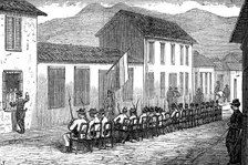 Guard of honour before the President's private house at Caracas, Venezuela, 1874. Creator: Unknown