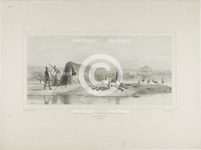 Guard Post for the Hungarian Military Colonies, Left Bank of the Danube, July 7, 1837, 1838. Creator: Auguste Raffet.