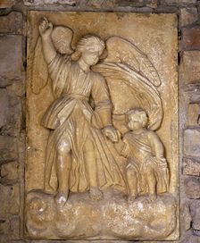 Guardian Angel with child, Ermita del Angel Custodio, Avellaneda, Sopuerta Valley, Spain, 2008. Creator: LTL
