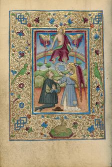 Guardian Angel with Kneeling Man; Book of Hours, about 1460. Creator: Unknown
