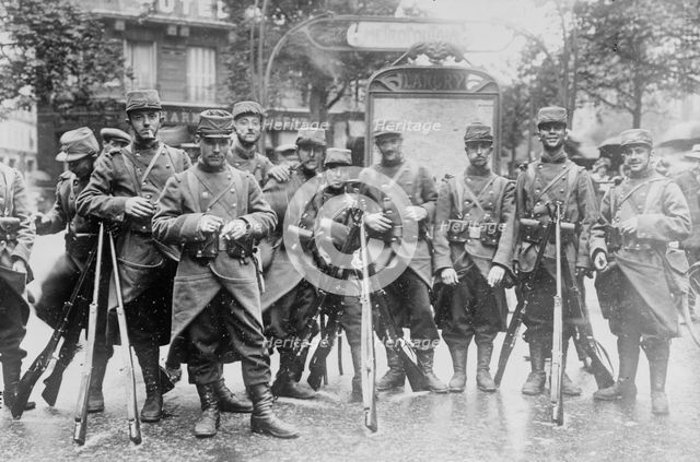 Guarding subway entrance, Paris, between c1914 and c1915. Creator: Bain News Service.