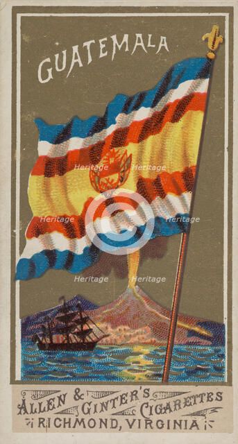 Guatemala, from Flags of All Nations, Series 1 (N9) for Allen & Ginter Cigarettes Brands, 1887. Creator: Allen & Ginter.