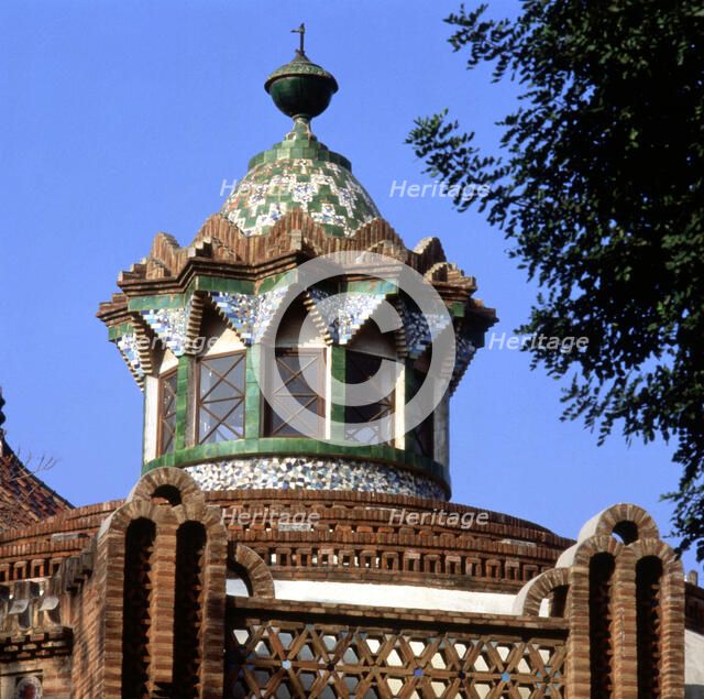 Güell House, detail of the dome of the stables pavilion, built between 1884 and 1887, designed by…