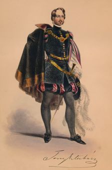 Guest in 16th century costume for Queen Victoria's Bal Costumé, May 12 1842, (1843). Creator: John Richard Coke Smyth