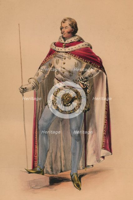Guest in costume for Queen Victoria's Bal Costumé, May 12 1842, (1843). Creator: John Richard Coke Smyth.