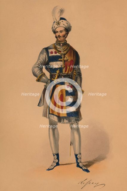 Guest in costume for Queen Victoria's Bal Costumé, May 12 1842, (1843).  Creator: John Richard Coke Smyth.