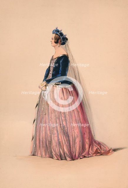 Guest in costume for Queen Victoria's Bal Costumé, May 12 1842, (1843).  Creator: John Richard Coke Smyth.