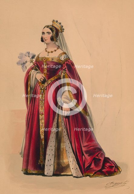 Guest in costume for Queen Victoria's Bal Costumé, May 12 1842, (1843).  Creator: John Richard Coke Smyth.