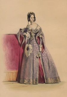 Guest in costume for Queen Victoria's Bal Costumé, May 12 1842, (1843). Creator: John Richard Coke Smyth