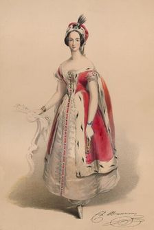 Guest in costume for Queen Victoria's Bal Costumé, May 12 1842, (1843). Creator: John Richard Coke Smyth