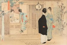 Guests go home. From the series "Chanoyu Hibi-gusa" (The Daily Practice of the Tea Ceremony), 1896. Creator: Toshikata, Mizuno (1866-1908)