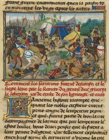 Guerin de Lorraine Freeing Vienne from the Saracens, written 1463-1465; illuminated 1467-1472. Creators: Loyset Liedet, Pol Fruit