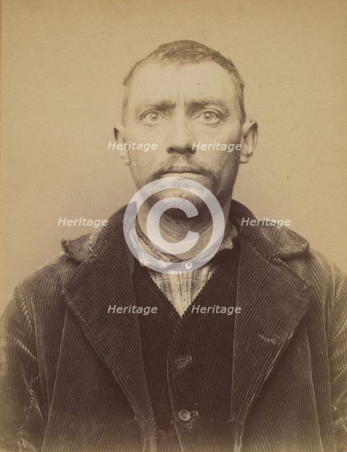 Guéry. Paul, Alphonse. 37 ans, né le 30/6/56 à Laversine (Aisne). Journalier. Anarchiste. ..., 1894. Creator: Alphonse Bertillon.