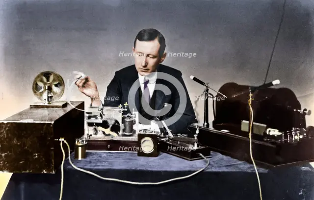 Guglielmo Marconi (1874-1937), Italian physicist and radio pioneer. Artist: Unknown.