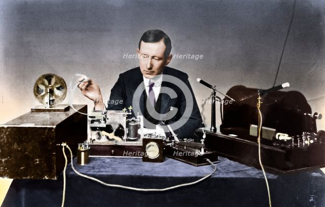 Guglielmo Marconi (1874-1937), Italian physicist and radio pioneer. Artist: Unknown.