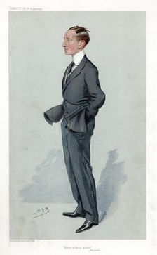 Guglielmo Marconi, Italian physicist and inventor and pioneer of wireless telegraphy. Artist: Spy