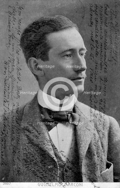 Guglielmo Marconi, Italian physicist and inventor, c1909. Artist: Unknown