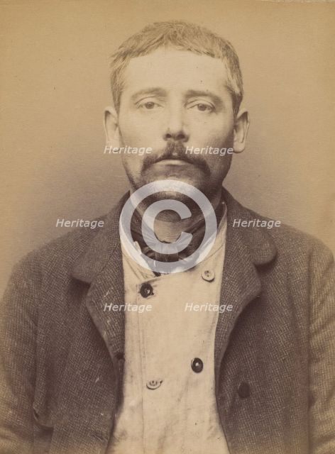 Guignard. Georges, Auguste. 36 ans, né le 1/1/58 à Neuilly (Seine). Plombier. Anarchiste. ..., 1894. Creator: Alphonse Bertillon.