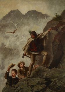 Guide and Tourists in the Tatra Mountains, 1878. Creator: Walery Eljasz Radzikowski