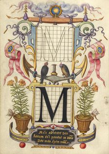 Guide for Constructing the Letter M; Mira calligraphiae monumenta, about 1591-1596. Creator: Joris Hoefnagel