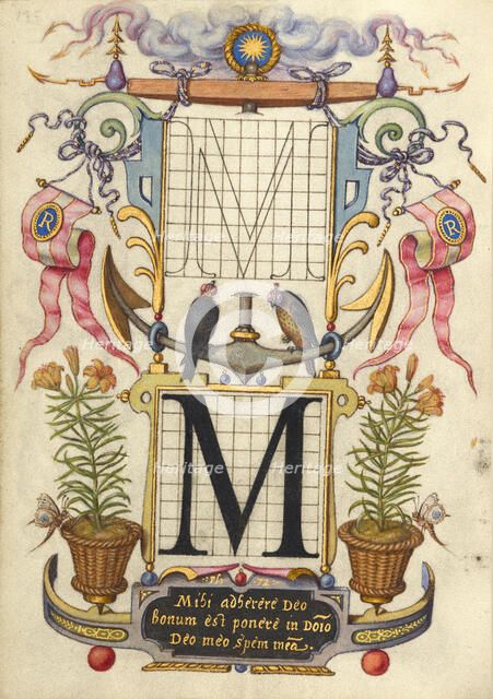 Guide for Constructing the Letter M; Mira calligraphiae monumenta, about 1591-1596. Creator: Joris Hoefnagel.