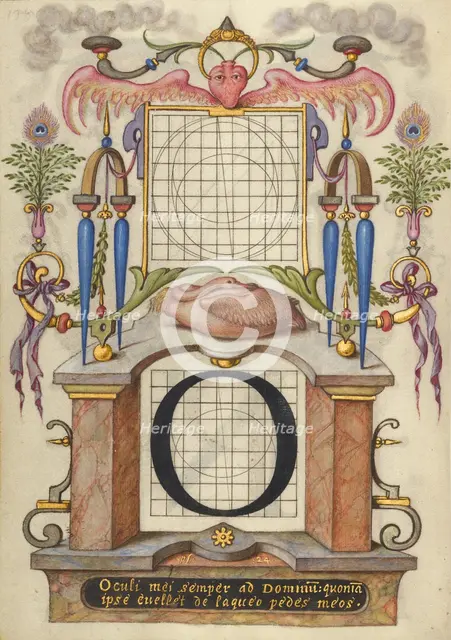 Guide for Constructing the Letter O; Mira calligraphiae monumenta, about 1591-1596. Creator: Joris Hoefnagel.