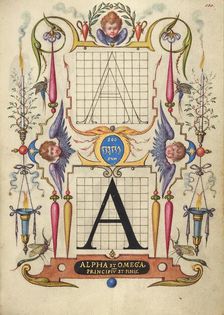 Guide for Constructing the Letter A; Mira calligraphiae monumenta, about 1591-1596. Creator: Joris Hoefnagel