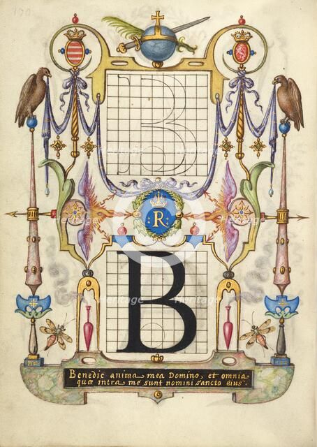 Guide for Constructing the Letter B; Mira calligraphiae monumenta, about 1591-1596. Creator: Joris Hoefnagel.