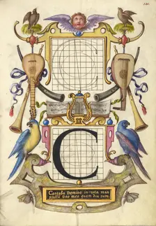 Guide for Constructing the Letter C; Mira calligraphiae monumenta, about 1591-1596. Creator: Joris Hoefnagel