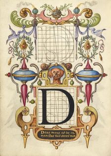 Guide for Constructing the Letter D; Mira calligraphiae monumenta, about 1591-1596. Creator: Joris Hoefnagel